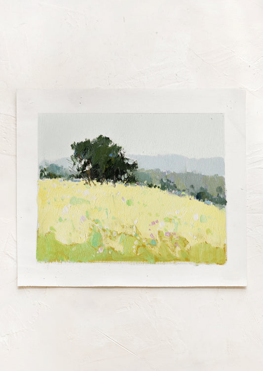 An original oil painting on unstretched canvas of landscape.