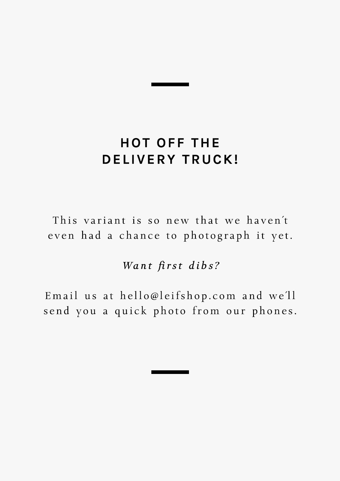 A new variant of this item has arrived in store, but isn't photographed yet. For Images, email us at hello@leifshop.live
