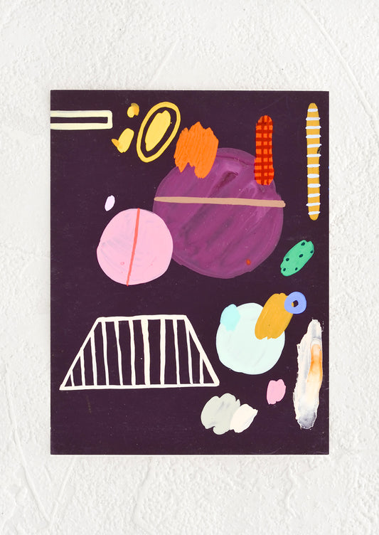 A small, original abstract painting with dark purple background.
