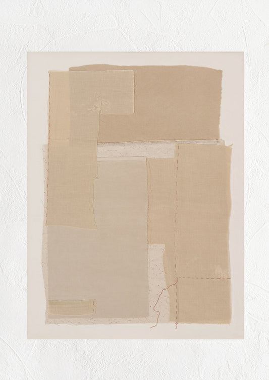 A photographic art print of layered beige fabric.