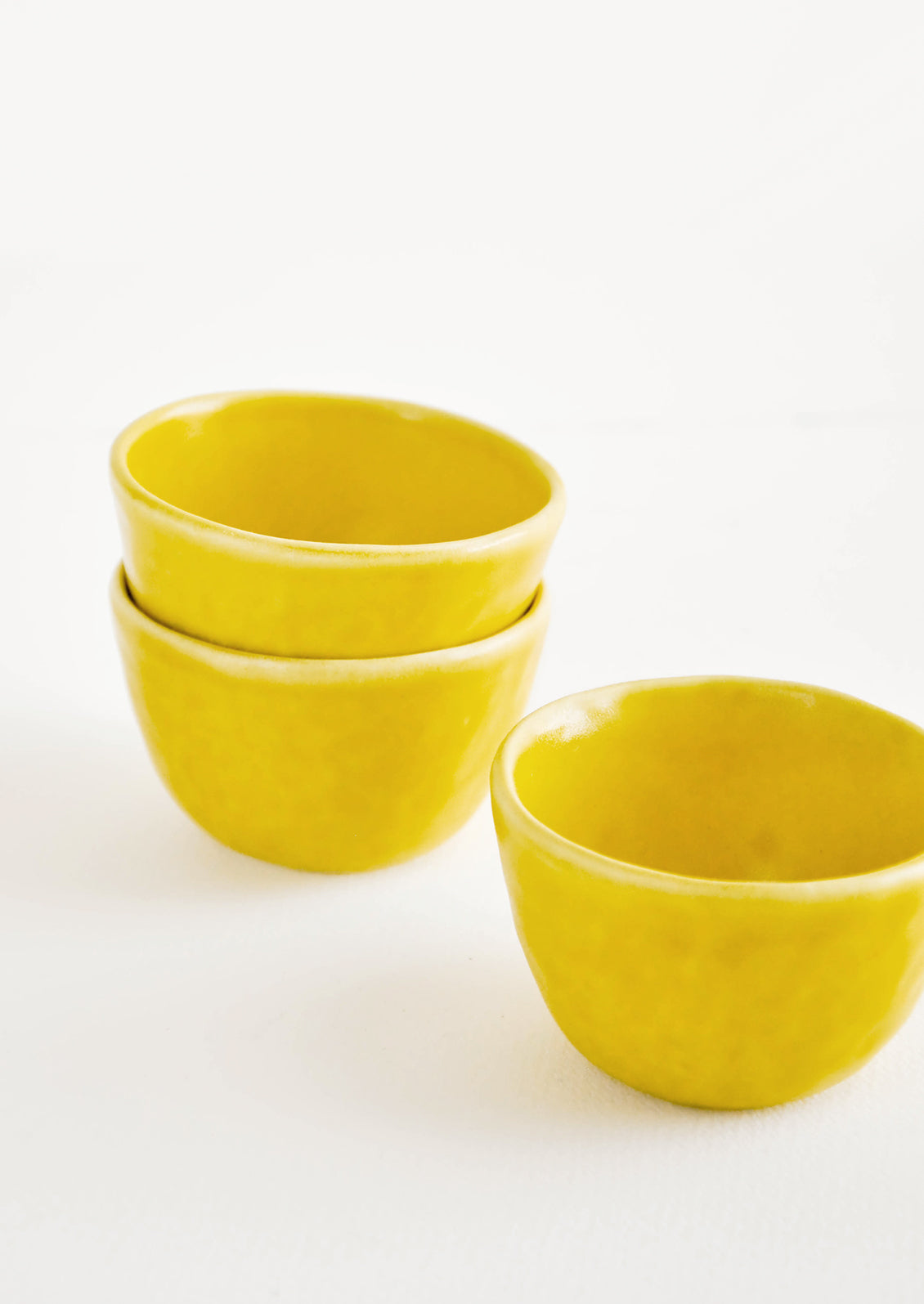 Little Hand Built Mini Ceramic Bowls in Daybreak Yellow - LEIF