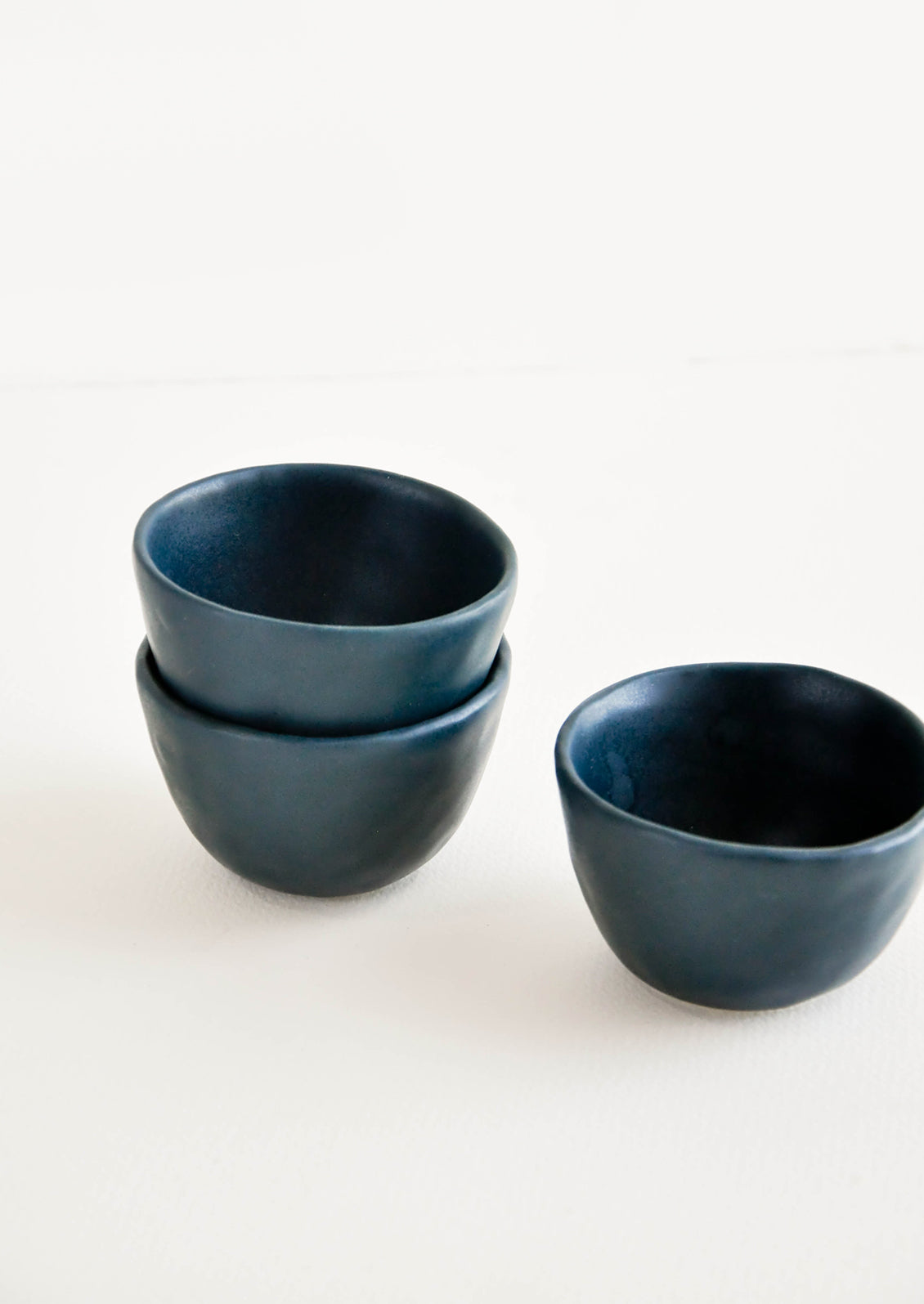 Little Hand Built Mini Ceramic Bowls in Deep Ocean Blue/Green - LEIF