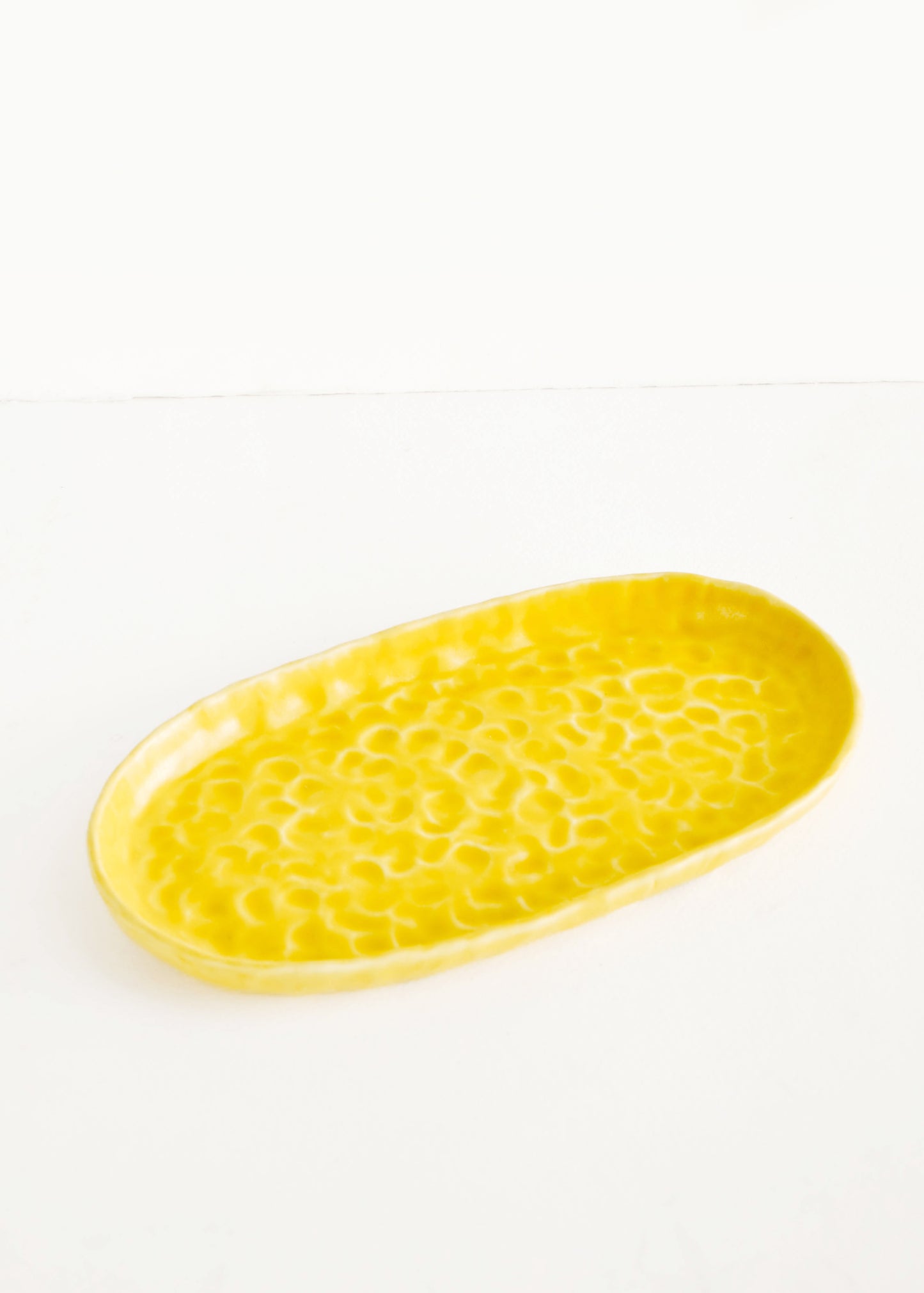 Dapple Textured Oval Shaped Ceramic Trays in Yellow  - LEIF