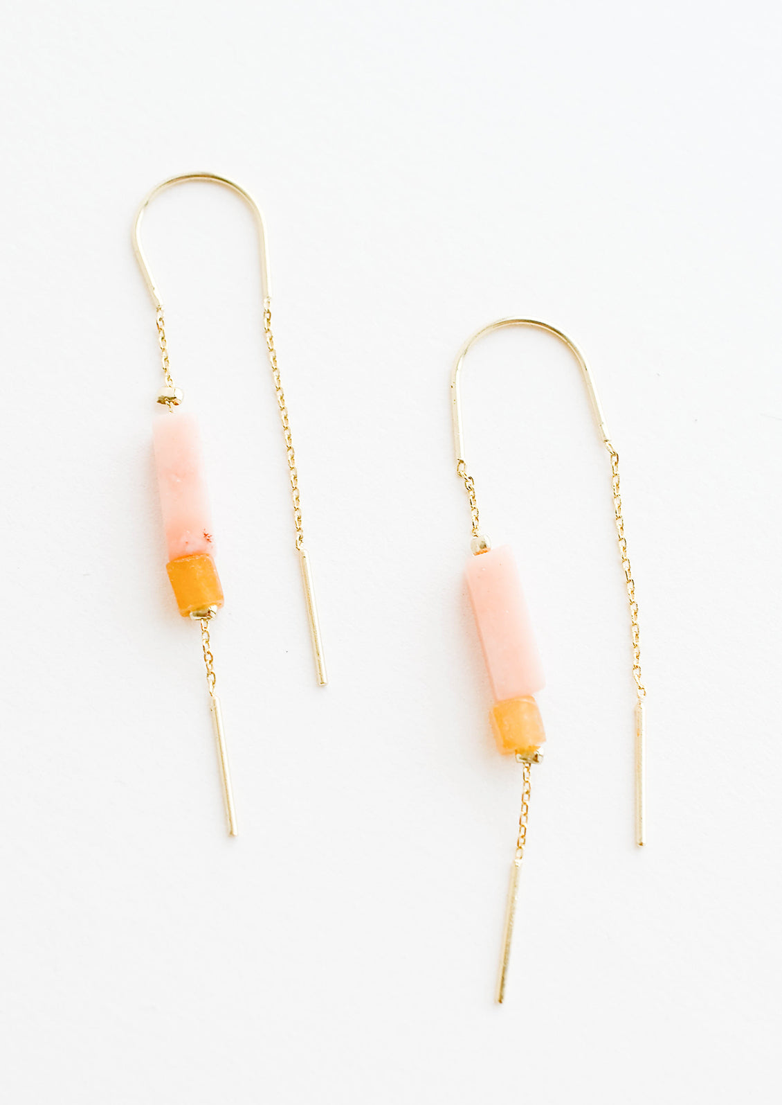 Gemstone Mix Ear Threaders in Rose Quartz - LEIF