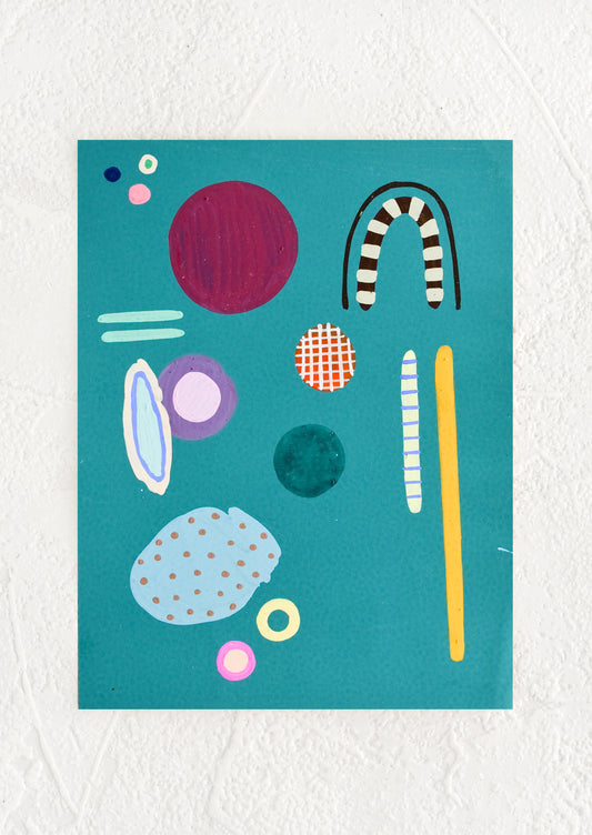 A small, original abstract painting with teal background.