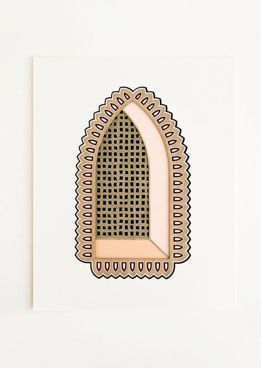 A lasercut art print with shape of Moroccan inspired doorway.