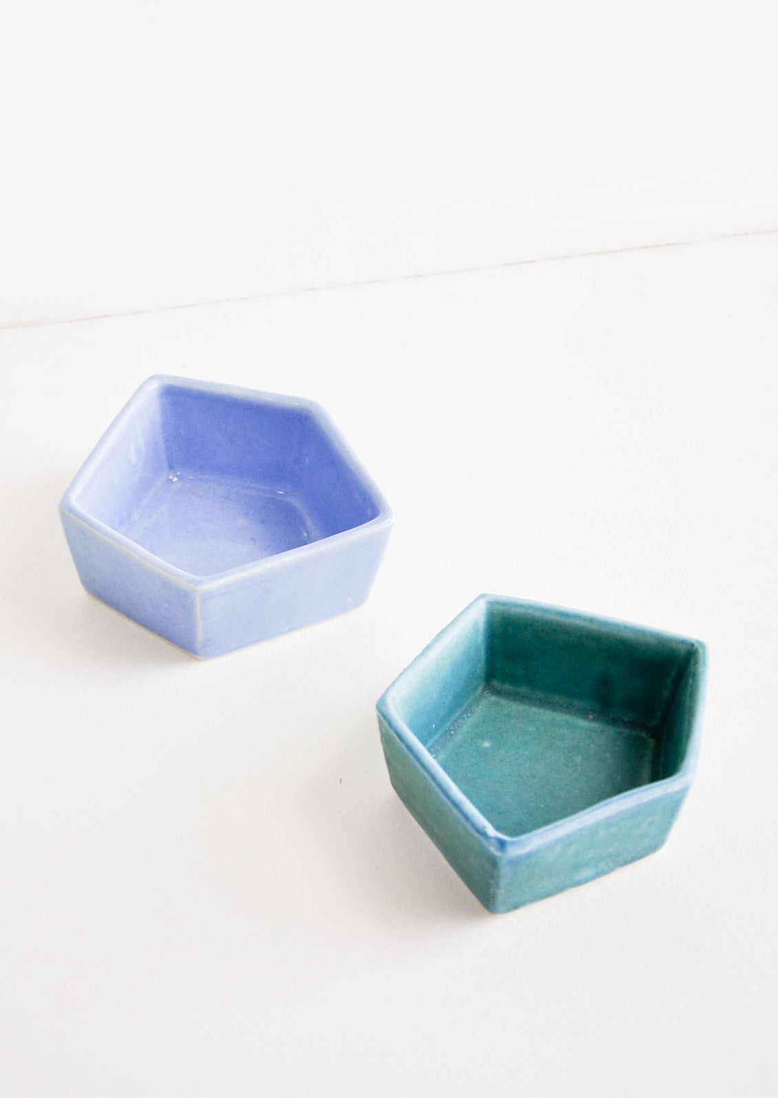 Small Geometric Ceramic Dishes in Blue - LEIF
