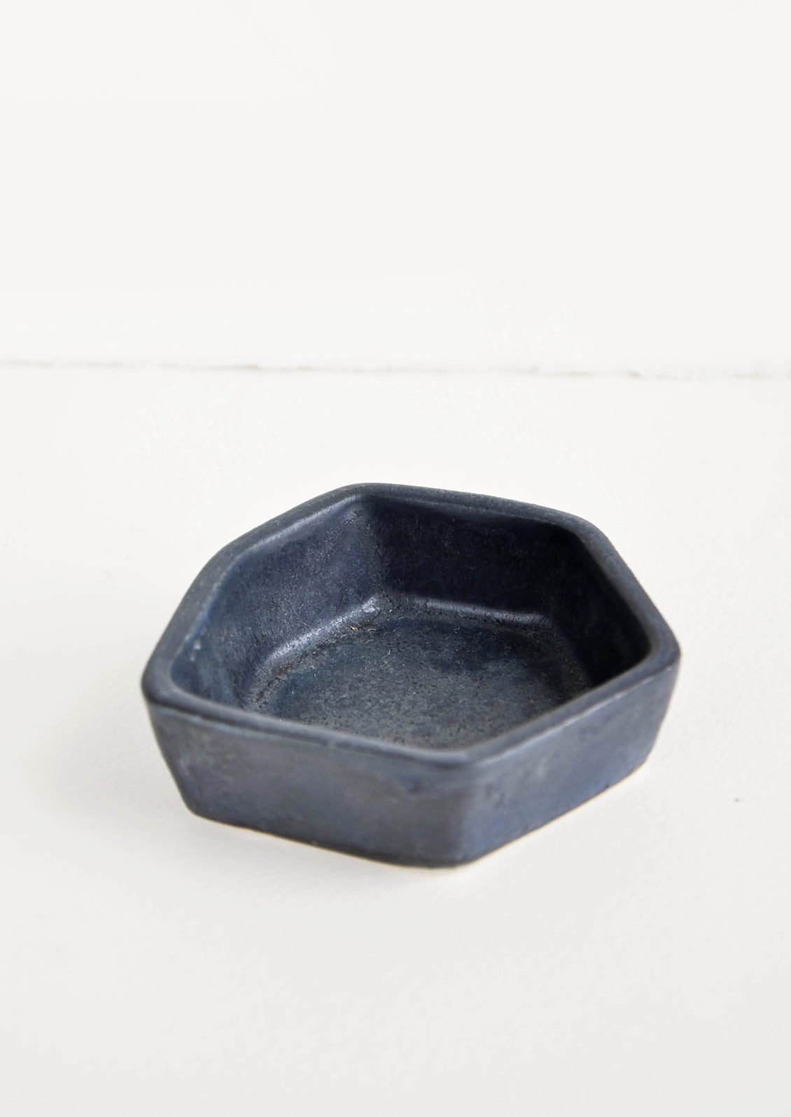 Skewed Hexagon Ceramic Mini Dish in Black - LEIF