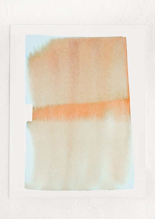 An art print featuring watercolor form in rust and cyan.