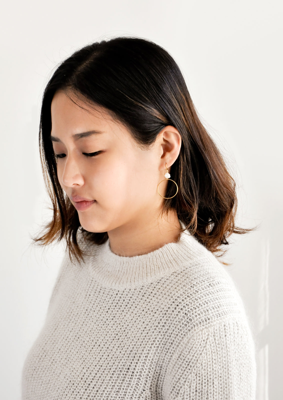 Moon Circle Earrings in  - LEIF