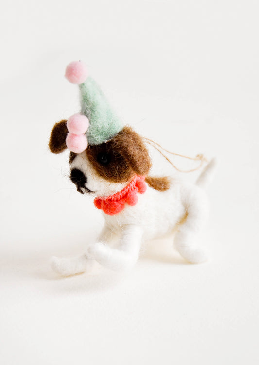 Party Dog Ornament in Pink Collar - LEIF