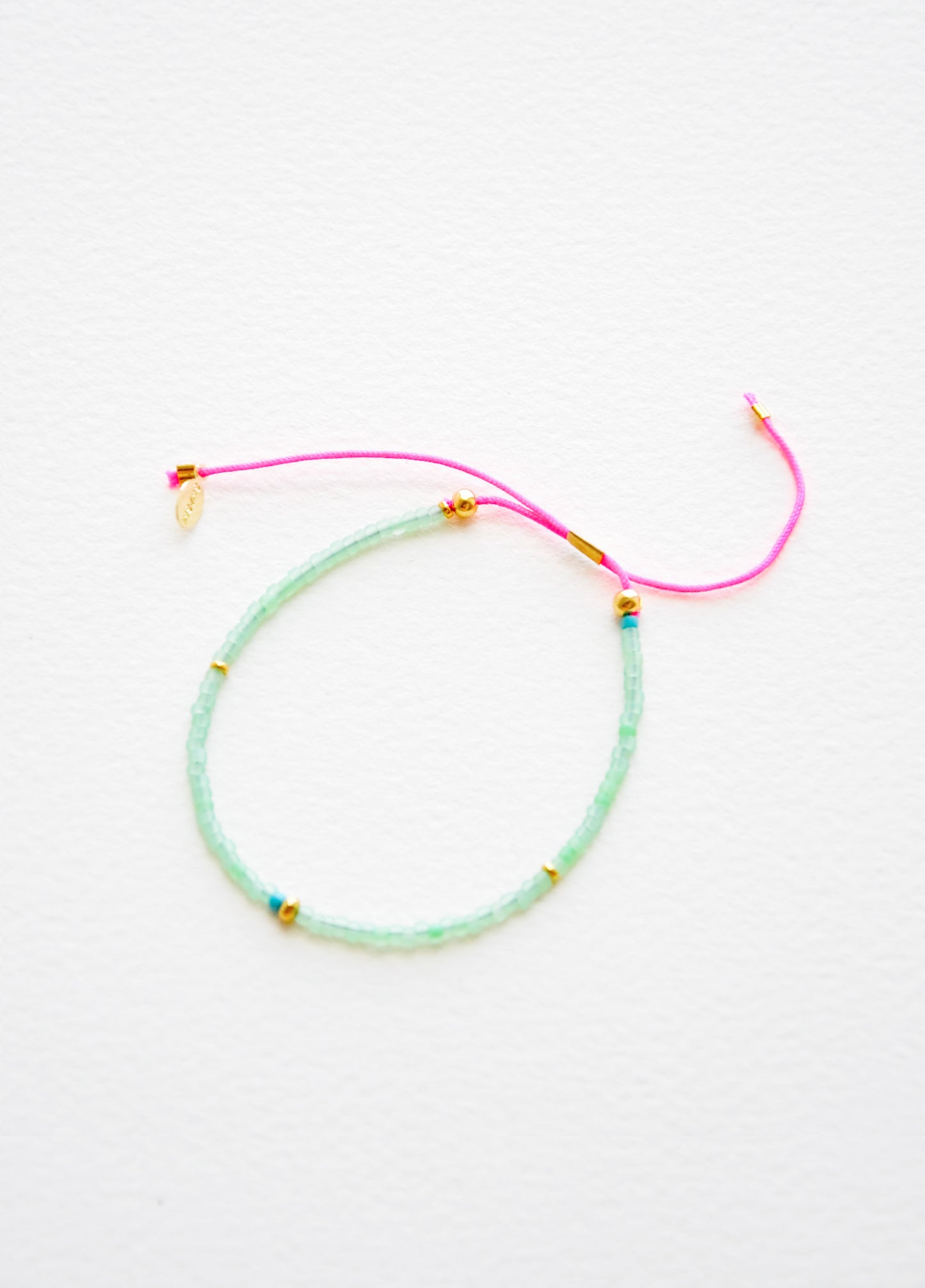 Frosted Seed Beaded Bracelet in Sea Green / Neon Pink - LEIF