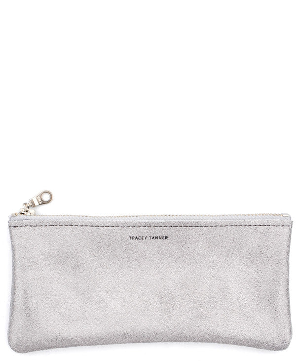 Isoline Leather Glasses Pouch in Muted Silver - LEIF