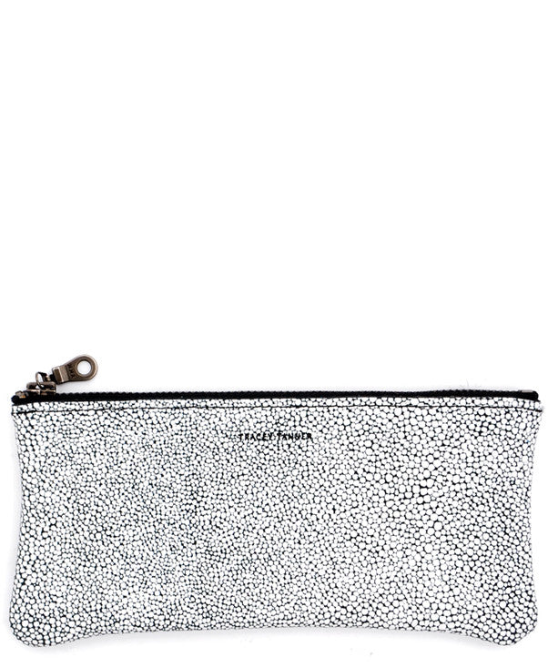 Isoline Leather Glasses Pouch in Black & White Stingray - LEIF