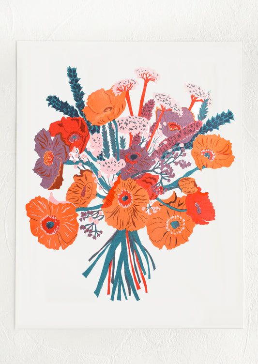 A risograph print with orange and red bouquet.
